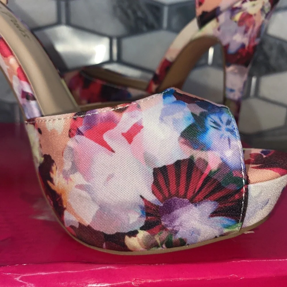 Dream Pairs Floral High Heel Peep Toe Womens 8 - Picture 2 of 9